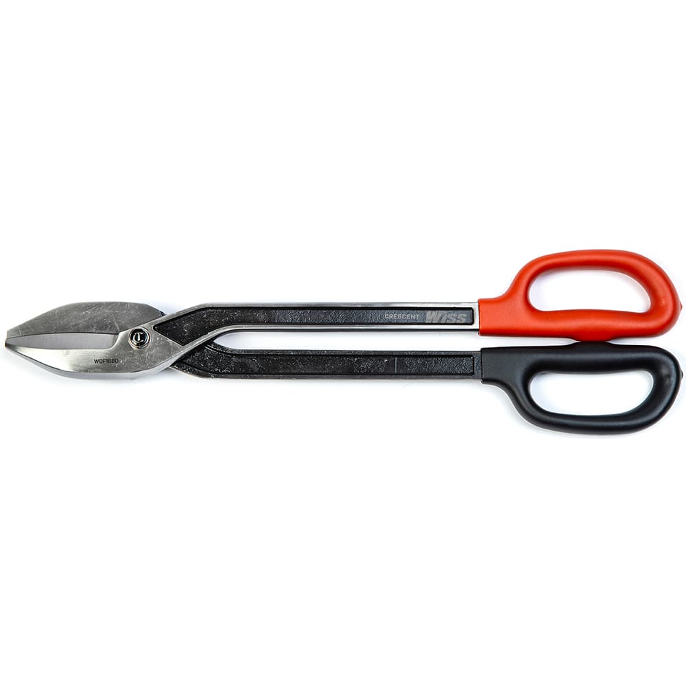 Tinner's Snips: 16″ OAL, 2-1/2″ LOC, Steel Blades Straight