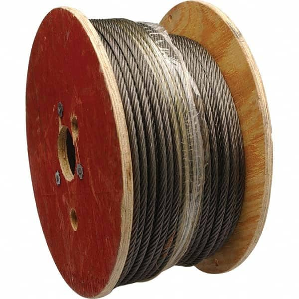 Campbell - Wire Rope & Cable; Type: Wire Rope ; Breaking Strength (Lb.): 2,400 ; Diameter (Inch): 3/8 ; Bare Diameter: 3/8 (Inch); Strand Type: Fiber Core ; Color: Black - Exact Industrial Supply