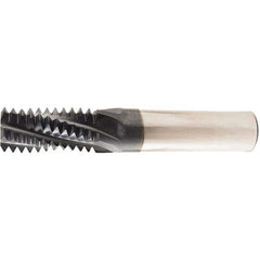 Helical Flute Thread Mill: 1/2-14, Internal & External, 4 Flute, 1/2″ Shank Dia, Solid Carbide 14 TPI, 0.47″ Cut Dia, 1.143″ LOC, TiAlN Coated