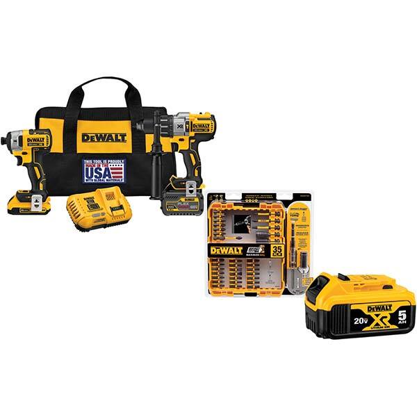 DeWALT - Cordless Tool Combination Kits Voltage: 20 Tools: 1/2" Brushless Hammerdrill, 1/4" Brushless Compact Impact Driver - Americas Industrial Supply