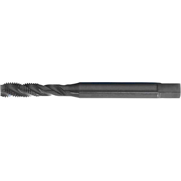 Spiral Flute Tap: M7 x 1.00, DIN & ANSI, 3 Flute, Modified Bottoming, 6H Class of Fit, HSS-E, Black Oxide Finish 1.181″ Thread Length, 3.1496″ OAL, Right Hand Flute, Right Hand Thread, Series PER-893SF