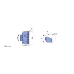 Modular Reamer Heads; Head Diameter (Inch): 13.0000; Head Diameter (mm): 13.0000; Reamer Finish/Coating: Coated; TiAlN; Flute Type: Spiral; Head Length (Decimal Inch): 9.30 mm; Hole Tolerance: h7; Spiral Direction: Left Hand; Cutting Direction: Right Hand