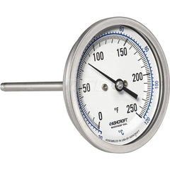 Bimetal & Dial Thermometers; Type: Bi-Metal Thermometer; Mount: Back Connected; Stem Length (Inch): 4; Dial Diameter: 3; Minimum Temperature (F): 0.000; Minimum Temperature (C): -20.00; Maximum Temperature (F): 250.000; Maximum Temperature (C): 120.00; Ma