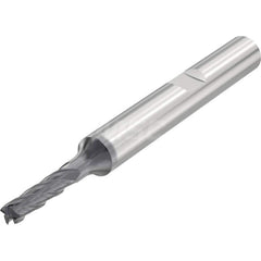 Corner Radius End Mill: 0.1969″ Dia, 4 Flutes, Solid Carbide 35 ° Helix, SIRON-A Coated, Corner Chamfer End, Series JSE514