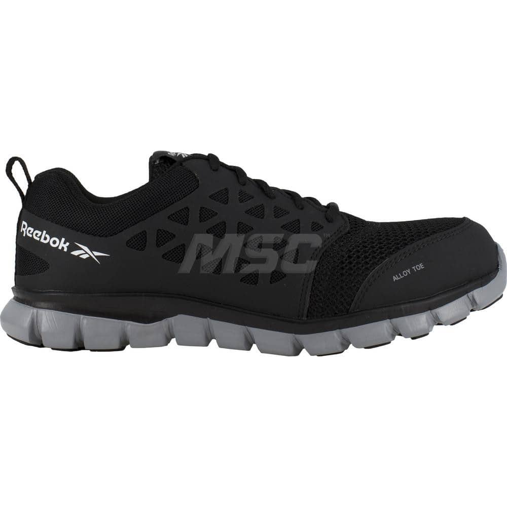 Work Boot: Size 9.5, 2-3/4″ High, Microfiber, Alloy Toe Black, Medium Width