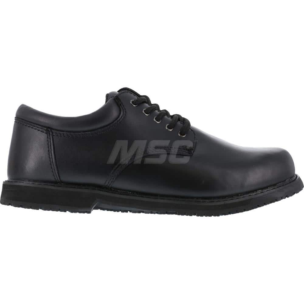Work Boot: Size 7.5, 2-3/4″ High, Leather, Plain Toe Black, Wide Width