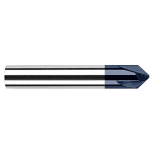 Chamfer Cutters - 0.5000″ (1/2″) Shank Diameter × 30° per side Carbide Flat Chamfer Cutter, 4 Flutes, AlTiN Coated - Exact Industrial Supply