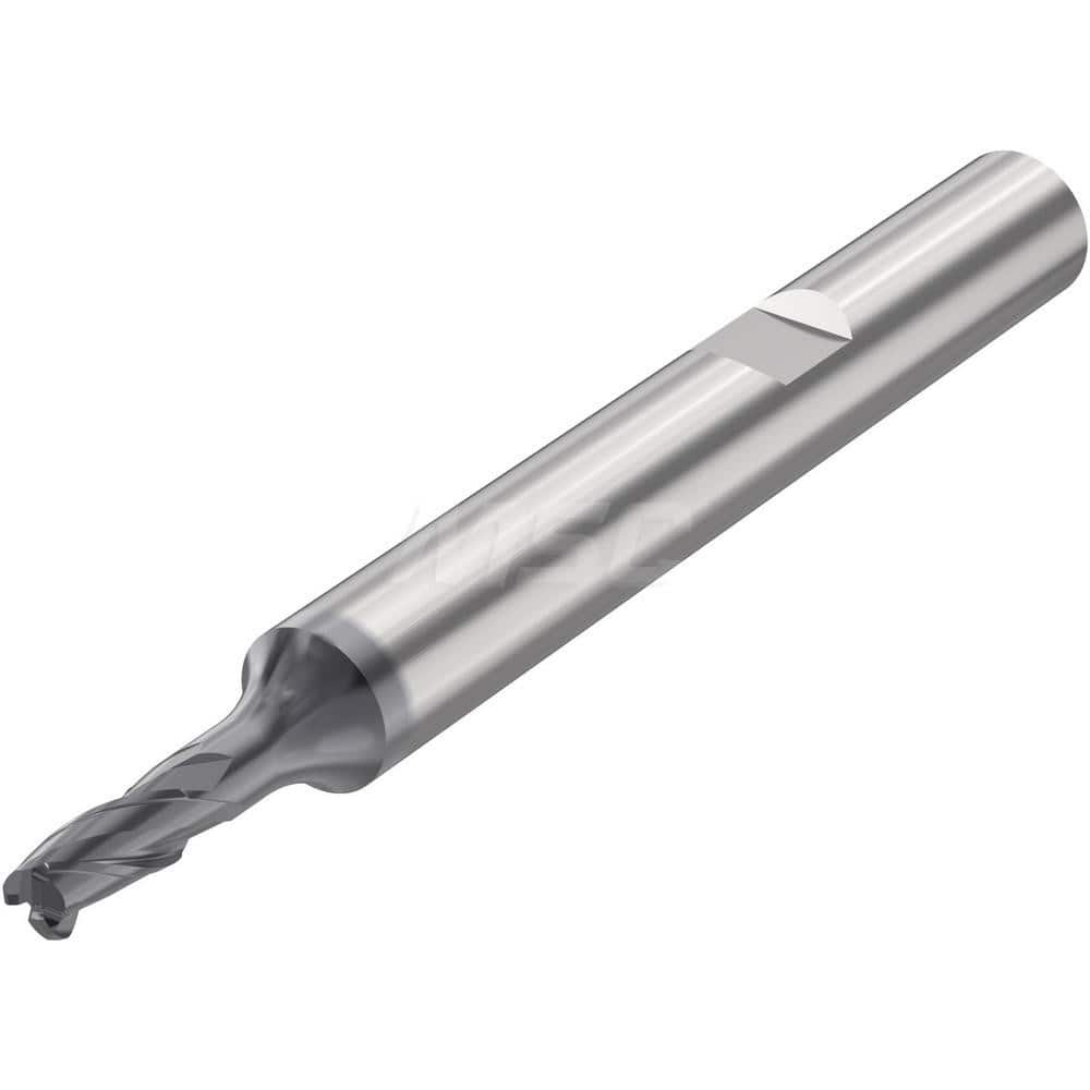 Corner Radius End Mill: 0.1181″ Dia, 3 Flutes, Solid Carbide 35 ° Helix, SIRON-A Coated, Corner Radius End, Series JSE513