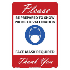 Sign: Rectangle, ″Face Mask Required & Show Proof of Vaccination″ Vinyl, 14″ High