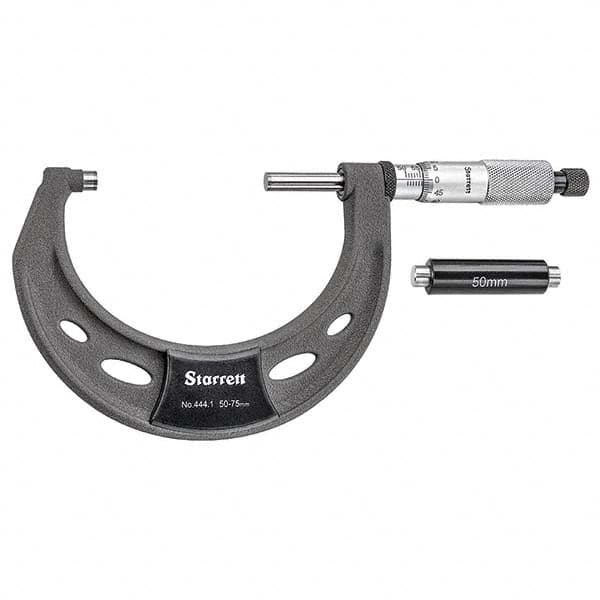 Starrett - Mechanical Outside Micrometers Minimum Measurement (mm): 50.00 Maximum Measurement (mm): 75.00 - Americas Industrial Supply