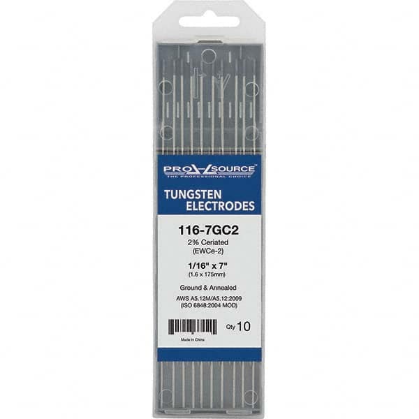 PRO-SOURCE - Tungsten Electrodes Type: 2% Cerialed Diameter (Inch): 1/16 - Americas Industrial Supply