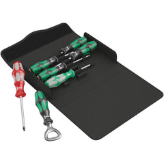 Wera - Screwdriver Sets; Screwdriver Types Included: Phillips; Slotted; Square ; Number of Pieces: 7.000 ; Slotted: Yes ; Case Type: Textile Case ; Square: Yes ; Phillips Point Size: #1 - Exact Industrial Supply