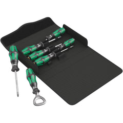 Wera - Screwdriver Sets; Screwdriver Types Included: Phillips; Slotted ; Number of Pieces: 7.000 ; Slotted: Yes ; Case Type: Textile Case ; Phillips Point Size: #1 - Exact Industrial Supply