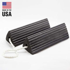 Checkers - 1 2-Piece 5" Wide x 5" High x 10" Deep Rubber Wheel Chock - Americas Industrial Supply