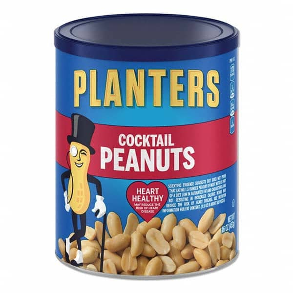 Planters - Snacks, Cookies, Candy & Gum Breakroom Accessory Type: Nuts Breakroom Accessory Description: Cocktail Peanuts, 16 oz Can - Americas Industrial Supply