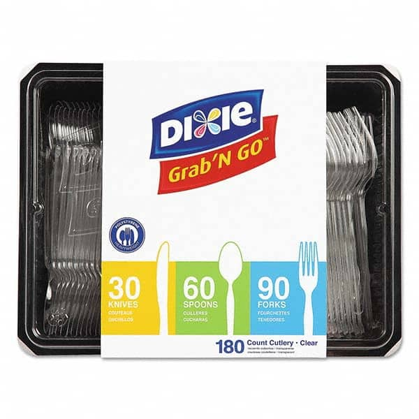 Dixie - Heavyweight Polystyrene Cutlery, Clear, Knives/Spoons/Forks, 180/Pack, 10Pk/Ctn - Americas Industrial Supply