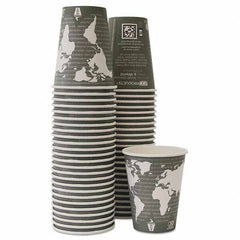 ECO PRODUCTS - World Art Renewable/Compostable Hot Cups, 12 oz, Gray, 50/Pack,10 Pack/Carton - Americas Industrial Supply