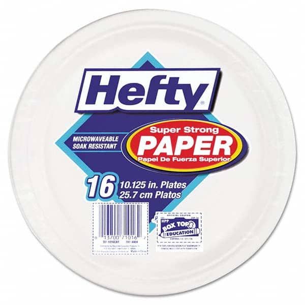 Hefty - Super Strong Paper Dinnerware, 10 1/8" Plate, Bagasse, 16/Pack, 12 Packs/Carton - Americas Industrial Supply