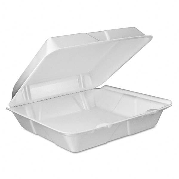 DART - Foam Vented Hinged Lid Containers, 9w x 9 2/5d x 3h, White, 100/PK, 2 PK/CT - Americas Industrial Supply