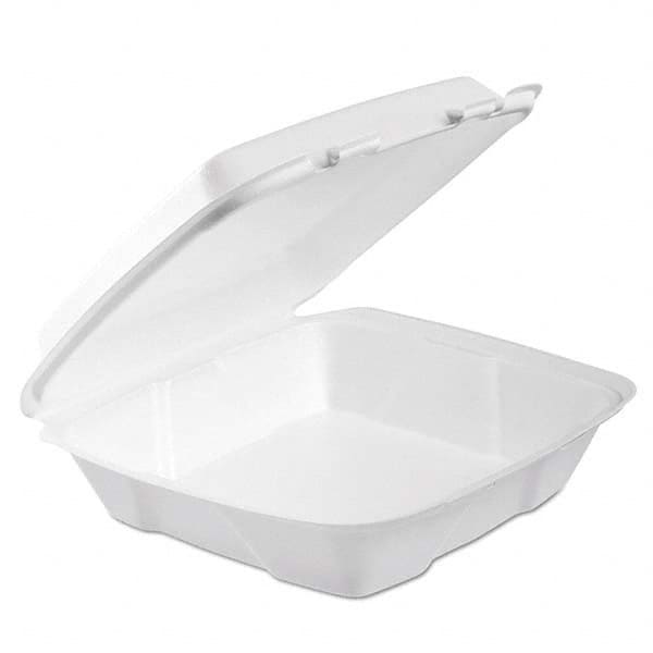 DART - Foam Hinged Lid Container, 1-Comp, 9 x 9 2/5 x 3, White, 100/Bag, 2 Bag/Carton - Americas Industrial Supply