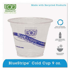 ECO PRODUCTS - BlueStripe 25% Recycled Content Cold Cups, 9 oz, Clear/Blue, 50/Pk, 20 Pk/Ct - Americas Industrial Supply