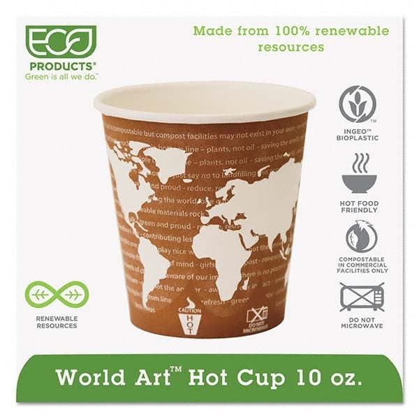 ECO PRODUCTS - World Art Renewable Compostable Hot Cups, 10 oz, 50/PK, 20 PK/CT - Americas Industrial Supply