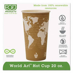 ECO PRODUCTS - World Art Renewable Compostable Hot Cups, 20 oz, 50/PK, 20 PK/CT - Americas Industrial Supply