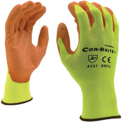 Cordova - Size M (8) Polyurethane Coated Polyester & Polyurethane High Visibility Work Gloves - Americas Industrial Supply