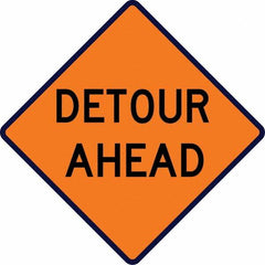 VizCon - "Detour Ahead," 36" Wide x 36" High Vinyl Construction Roadway Sign - Americas Industrial Supply