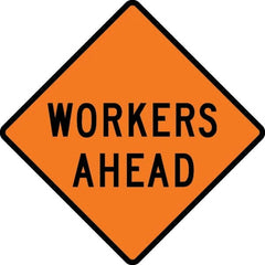 VizCon - "Men Working," 48" Wide x 48" High Vinyl Construction Roadway Sign - Americas Industrial Supply