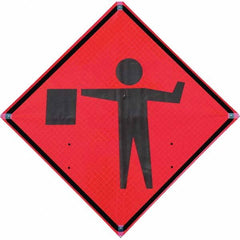 VizCon - "Utility Work Ahead," 48" Wide x 48" High Vinyl Construction Roadway Sign - Exact Industrial Supply