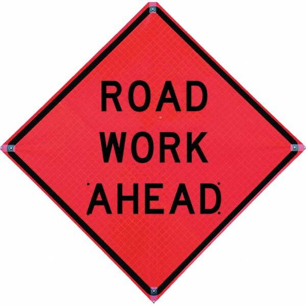 VizCon - "Men Working," 48" Wide x 48" High Vinyl Construction Roadway Sign - Americas Industrial Supply