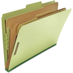 UNIVERSAL - File Folders, Expansion Folders & Hanging Files Folder/File Type: Classification Folders with Tob Tab Fastener Color: Green - Americas Industrial Supply
