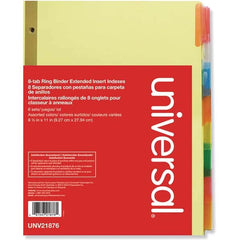 UNIVERSAL - Tabs, Indexes & Dividers Indexes & Divider Type: Customizable Size: 8-1/2 x 11 - Americas Industrial Supply