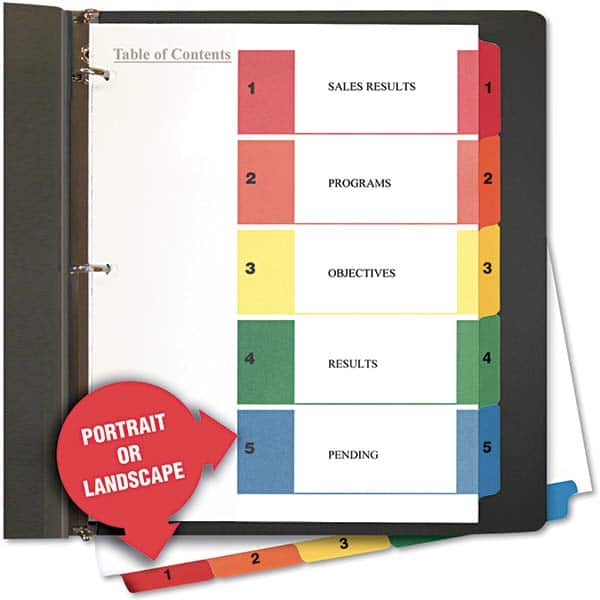 UNIVERSAL - Tabs, Indexes & Dividers Indexes & Divider Type: Preprinted Numeric Size: 8-1/2 x 11 - Americas Industrial Supply