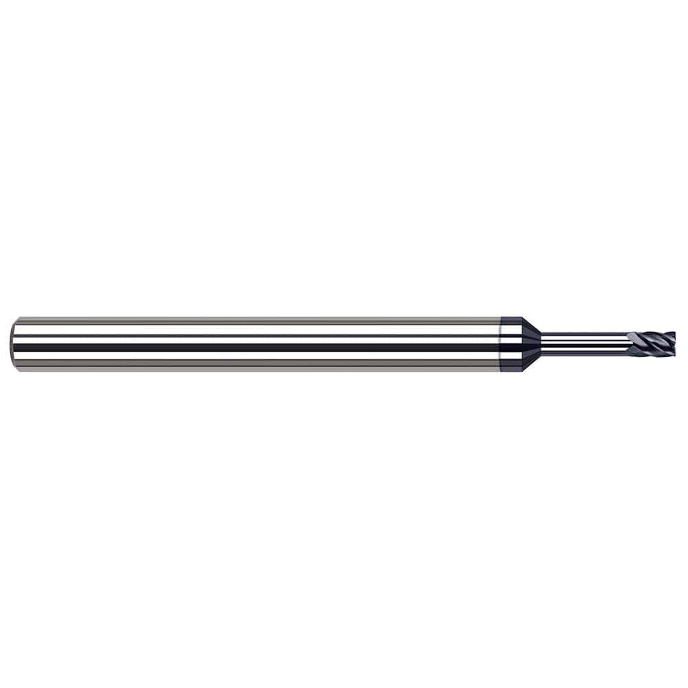 Corner Radius End Mill: 1/8″ Dia, 3/16″ LOC, 0.005″ Radius, 5 Flutes, Solid Carbide 2-1/2″ OAL, 1/4″ Shank Dia, 37 ° Helix, AlTiN Coated, Corner Radius End