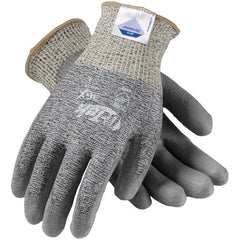 ‎19-D320/XS Coated Gloves - G-Tek 3GX Dyneema Diamond - 13G S&P Poly Shell - Gray PU Smooth Grip - A3 - Exact Industrial Supply