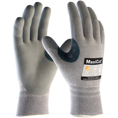 19-D470/M Gloves for Cut Protection - MaxiCut Gray Dyneema/Eng Yrn Shell - Gray Nitrile MicroFoam Grip - A4 - Exact Industrial Supply