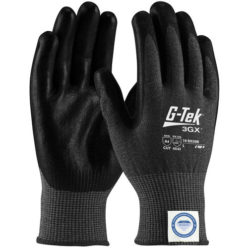 19-D534B/M Coated Gloves - G-Tek 3GX Dyneema Diamond - Black 13G - Nitrile Foam - Touchscreen - A4 - Exact Industrial Supply