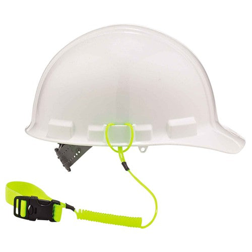 3157 Lime Coil Hard Hat Lanyard With Buckle - Americas Industrial Supply