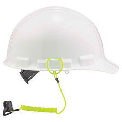 3158 Lime Coil Hard Hat Lanyard With Clamp - Americas Industrial Supply