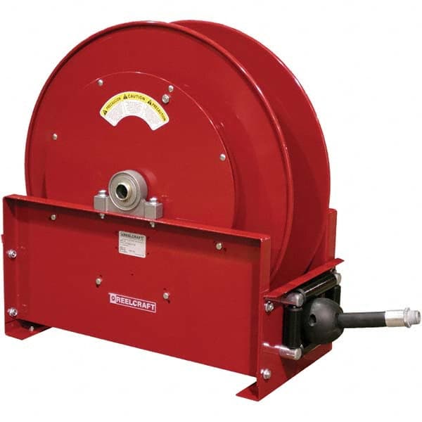 Hose Reel with Hose: 3/4″ ID Hose x 50', Spring Retractable 250 psi, 3/4″ Inlet, Black