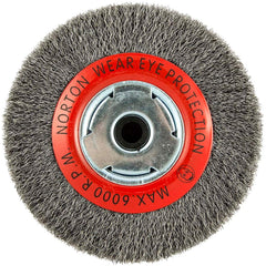 Norton - 6" OD, 5/8" Arbor Hole, Crimped Carbon Wheel Brush - Americas Industrial Supply