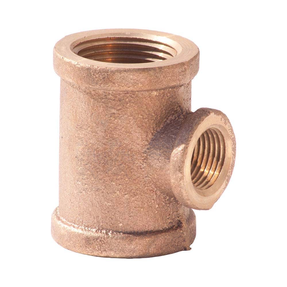 Merit Brass - Brass & Chrome Pipe Fittings Type: Reducing Tee Fitting Size: 1-1/4 x 1-1/4 x 1/2 - Americas Industrial Supply