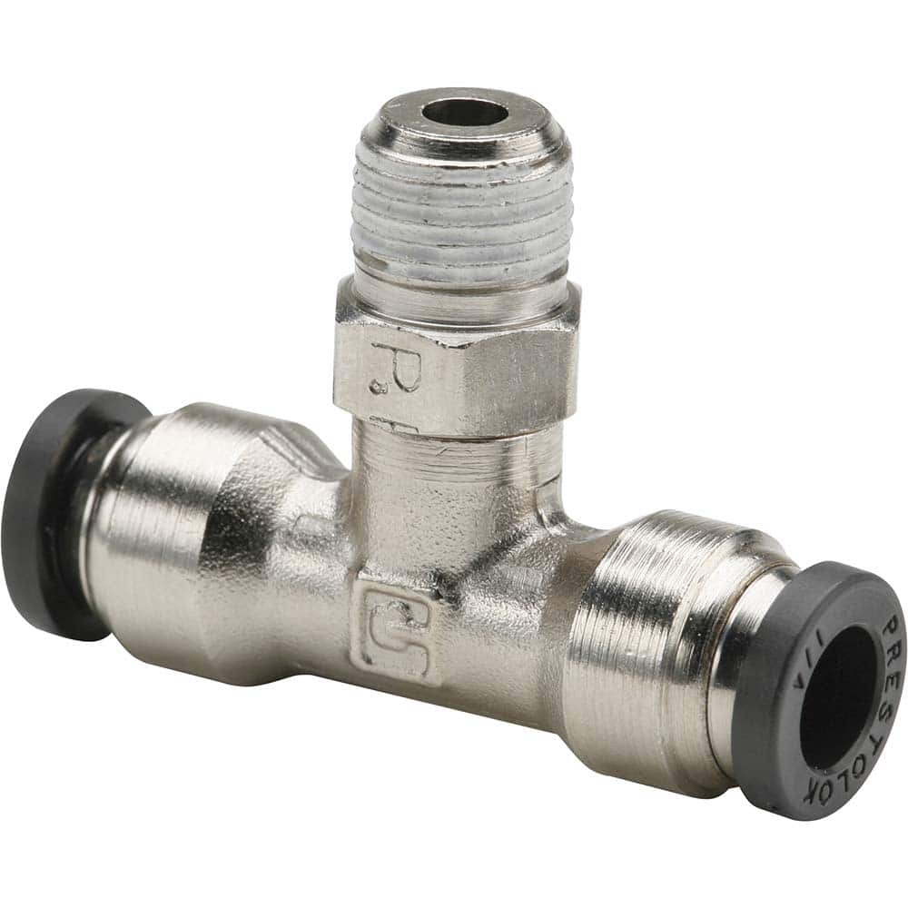 Parker - Metal Push-To-Connect Tube Fittings Type: Male Swivel Branch Tee Tube Outside Diameter (Inch): 3/8 - Americas Industrial Supply