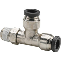 Parker - Metal Push-To-Connect Tube Fittings Type: Male Run Tee Swivel Tube Outside Diameter (Inch): 1/2 - Americas Industrial Supply