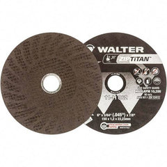WALTER Surface Technologies - 6" Aluminum Oxide Cutoff Wheel - 3/64" Thick, 7/8" Arbor, 10,200 Max RPM, Use with Die Grinders - Americas Industrial Supply