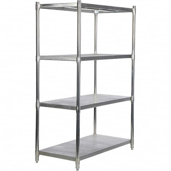 Vestil - 4 Shelf Steel Shelving - 600 Lb Capacity, 24" Wide x 74" High x 48" Deep, Stainless Steel - Americas Industrial Supply
