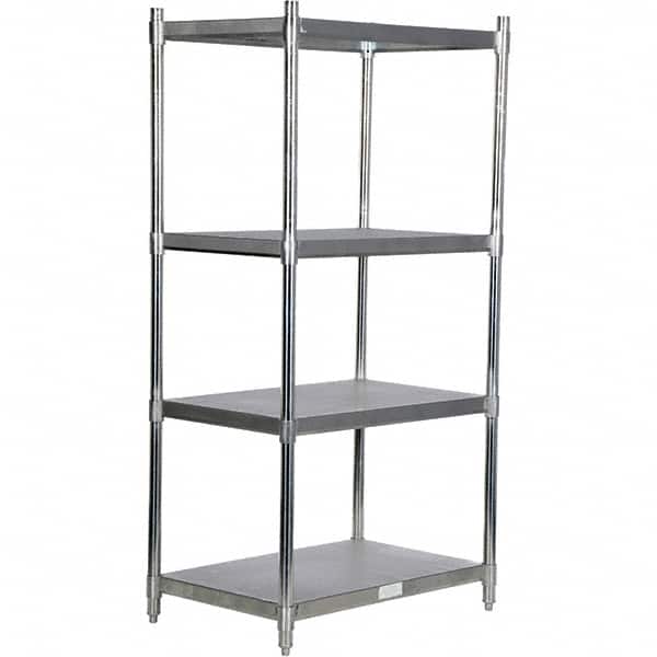 Vestil - 4 Shelf Steel Shelving - 600 Lb Capacity, 24" Wide x 74" High x 36" Deep, Stainless Steel - Americas Industrial Supply