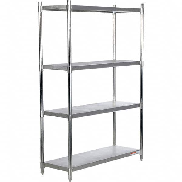 Vestil - 4 Shelf Steel Shelving - 600 Lb Capacity, 18" Wide x 74" High x 48" Deep, Stainless Steel - Americas Industrial Supply